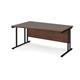 Maestro 25 left hand wave desk 1600mm wide - black cantilever leg frame, walnut top