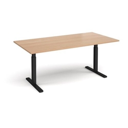 Elev8 Touch boardroom table 2000mm x 1000mm - black frame, beech top