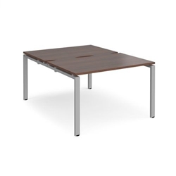 Adapt back to back desks 1200mm x 1600mm - silver frame, walnut top