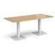 Brescia rectangular dining table with flat square white bases 1800mm x 800mm - oak
