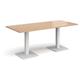 Brescia rectangular dining table with flat square white bases 1800mm x 800mm - beech