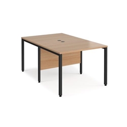 Maestro 25 back to back straight desks 1000mm x 1600mm - black bench leg frame, beech top