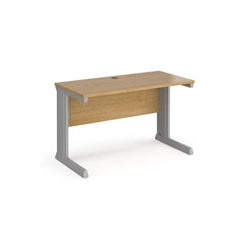 Vivo straight desk 1200mm x 600mm - silver frame, oak top