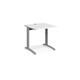 TR10 height settable straight desk 800mm x 800mm - silver frame, white top