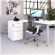 Desk high 3 drawer pedestal 600mm deep with 800mm flyover top - white