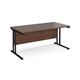 Maestro 25 straight desk 1600mm x 800mm - black cantilever leg frame, walnut top
