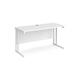 Maestro 25 straight desk 1400mm x 600mm - white cantilever leg frame, white top