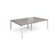Adapt sliding top double back to back desks 2400mm x 1600mm - white frame, grey oak top