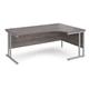 Maestro 25 right hand ergonomic desk 1800mm wide - silver cantilever leg frame, grey oak top