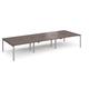 Adapt triple back to back desks 4200mm x 1600mm - silver frame, walnut top