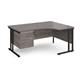 Maestro 25 right hand ergonomic desk 1600mm wide with 3 drawer pedestal - black cantilever leg frame, grey oak top