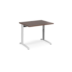 TR10 height settable straight desk 1000mm x 800mm - white frame, walnut top