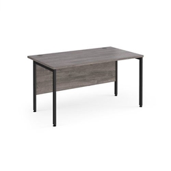 Maestro 25 straight desk 1400mm x 800mm - black H-frame leg, grey oak top