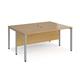 Maestro 25 back to back straight desks 1600mm x 1200mm - silver bench leg frame, oak top