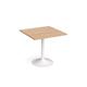 Genoa square dining table with white trumpet base 800mm - beech