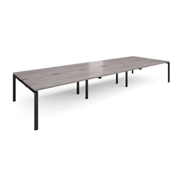 Adapt triple back to back desks 4800mm x 1600mm - black frame, grey oak top