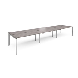 Adapt triple back to back desks 4800mm x 1200mm - silver frame, grey oak top