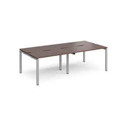 Adapt double back to back desks 2400mm x 1200mm - silver frame, walnut top
