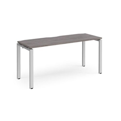 Adapt single desk 1600mm x 600mm - silver frame, grey oak top