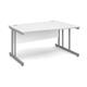 Momento right hand wave desk 1400mm - silver cantilever frame, white top