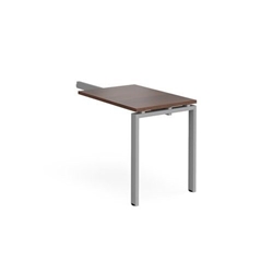 Adapt add on unit single return desk 800mm x 600mm - silver frame, walnut top