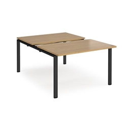 Adapt sliding top back to back desks 1200mm x 1600mm - black frame, oak top