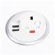 Pixel in-surface power module 1 x UK socket, 1 x TUF (A&C connectors) USB charger - black