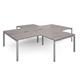 Adapt back to back 4 desk cluster 3200mm x 1600mm with 800mm return desks - silver frame, grey oak top
