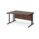 Maestro 25 left hand wave desk 1400mm wide - black cantilever leg frame, walnut top