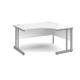 Momento right hand ergonomic desk 1400mm - silver cantilever frame, white top
