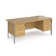 Maestro 25 straight desk 1800mm x 800mm with 2 and 3 drawer pedestals - silver H-frame leg, oak top