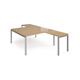 Adapt back to back desks 1600mm x 1600mm with 800mm return desks - silver frame, oak top