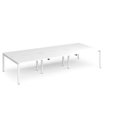 Adapt triple back to back desks 3600mm x 1600mm - white frame, white top