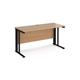 Maestro 25 straight desk 1400mm x 600mm - black cable managed leg frame, beech top