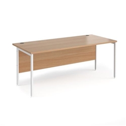 Maestro 25 straight desk 1800mm x 800mm - white H-frame leg, beech top