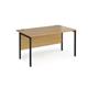 Maestro 25 straight desk 1400mm x 800mm - black H-frame leg, oak top