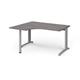 TR10 left hand ergonomic desk 1400mm - silver frame, grey oak top