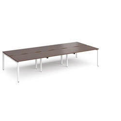 Adapt triple back to back desks 3600mm x 1600mm - white frame, walnut top