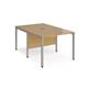 Maestro 25 back to back straight desks 1000mm x 1600mm - silver bench leg frame, oak top