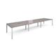 Adapt triple back to back desks 4800mm x 1200mm - white frame, grey oak top