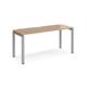 Adapt single desk 1600mm x 600mm - silver frame, beech top
