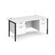 Maestro 25 straight desk 1600mm x 800mm with two x 2 drawer pedestals - black H-frame leg, white top