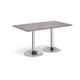 Genoa rectangular dining table with chrome trumpet base 1400mm x 800mm - grey oak