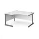 Contract 25 left hand ergonomic desk with graphite cantilever leg 1400mm - white top