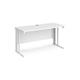 Maestro 25 straight desk 1400mm x 600mm - white cable managed leg frame, white top