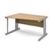 Vivo left hand wave desk 1400mm - silver frame, oak top