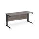 Maestro 25 straight desk 1600mm x 600mm - black cantilever leg frame, grey oak top