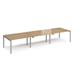 Adapt sliding top triple back to back desks 4200mm x 1200mm - silver frame, oak top