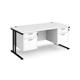 Maestro 25 straight desk 1600mm x 800mm with two x 2 drawer pedestals - black cantilever leg frame, white top