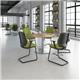 Monza circular dining table with flat round brushed steel base 800mm - kendal oak